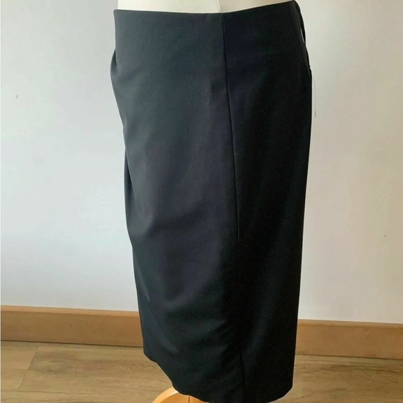 M&S Autograph Black Straight Ruched Skirt Size 12 Wrap Tailored Office - Picture 5 of 7